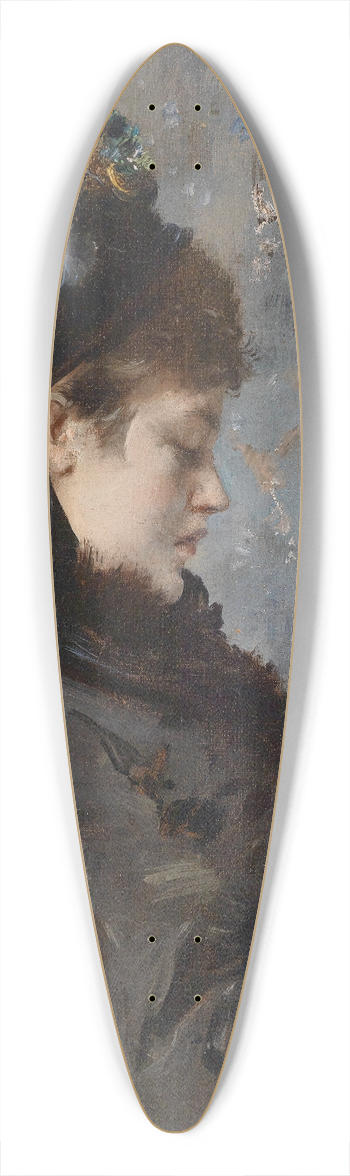 Alfred Stevens - Portrait of a young lady 39.3 inch art pintail longboard deck