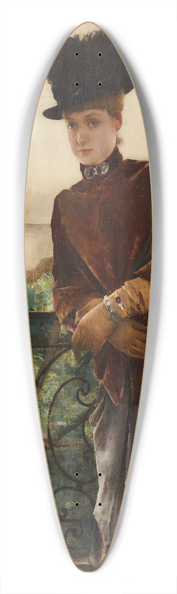 Alfred Stevens - Portrait of Mademoiselle Dubois 39.3 inch art pintail longboard deck