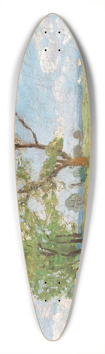 Alfred Zoff - A Springtime Landscape with Creek 39.3 inch art pintail longboard deck