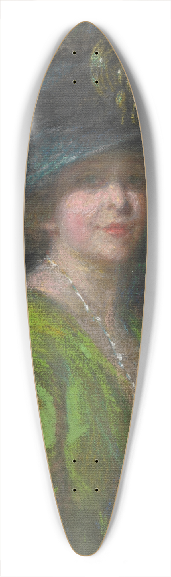 Alice Pike Barney - Hat and Shadow 39.3 inch art pintail longboard deck