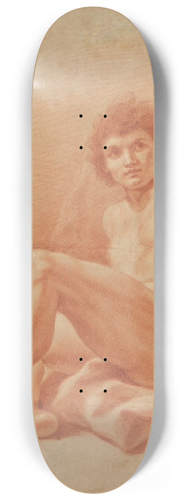 Benedetto Luti - Seated Nude Male Figure 8.25 inch art skate deck