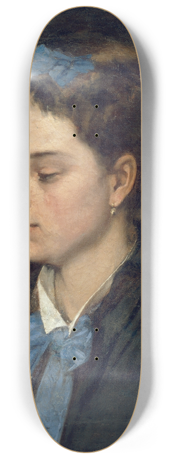 Benet Mercad - Portrait of Teresita Wearing Blue Bows 8.25 inch art skate deck