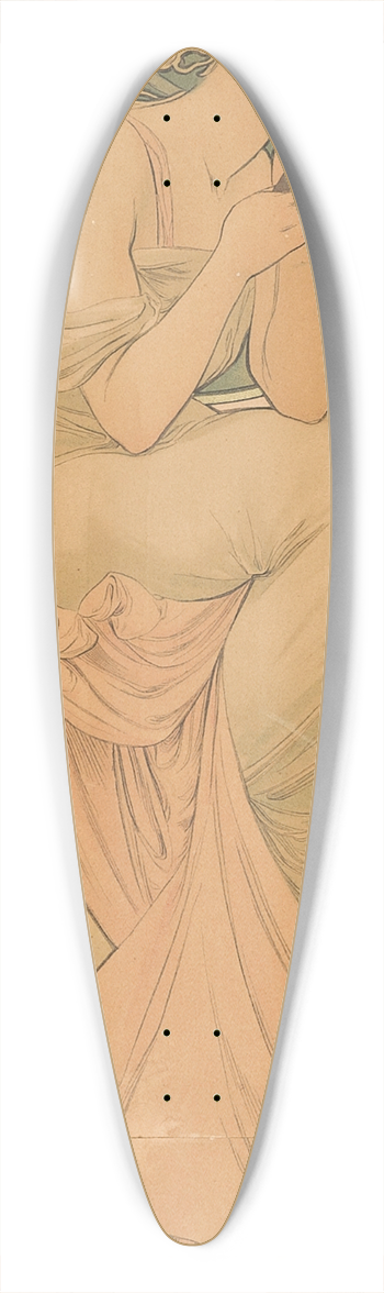 Alphonse Mucha - 1902 calendar 39.3 inch art pintail longboard deck