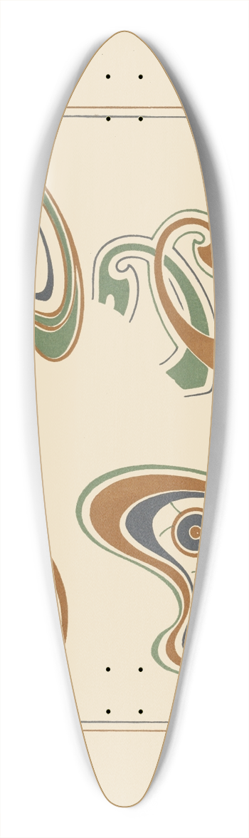 Alphonse Mucha - Abstract design based on wings and leaf shapes. 39.3 inch art pintail longboard deck