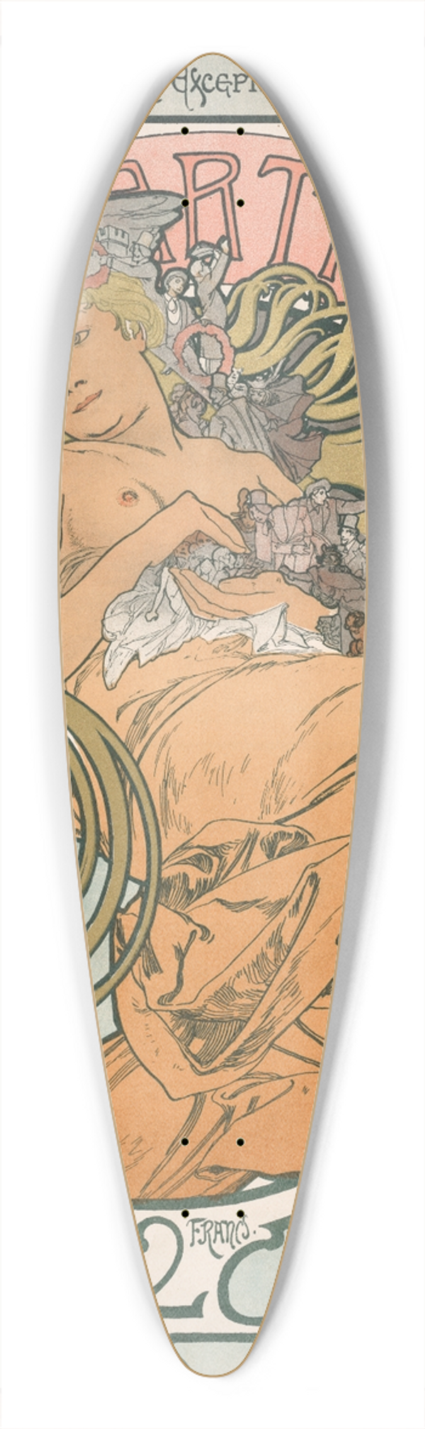 Alphonse Mucha - Au Quartier Latin 39.3 inch art pintail longboard deck