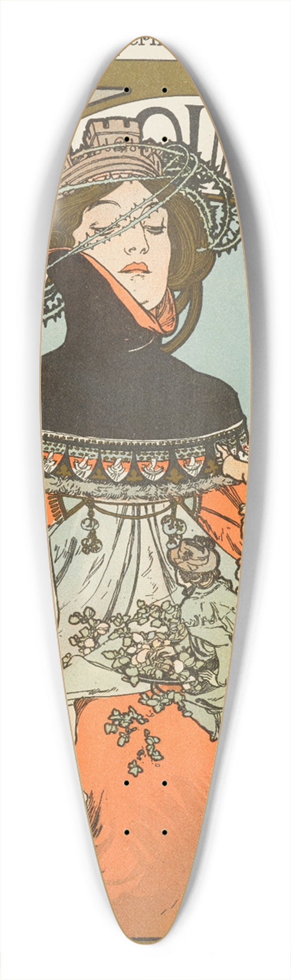 Alphonse Mucha - Au Quartier Latin 39.3 inch art pintail longboard deck
