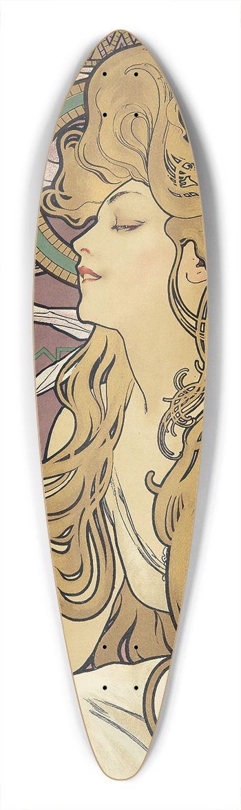 Alphonse Mucha - Job 39.3 inch art pintail longboard deck