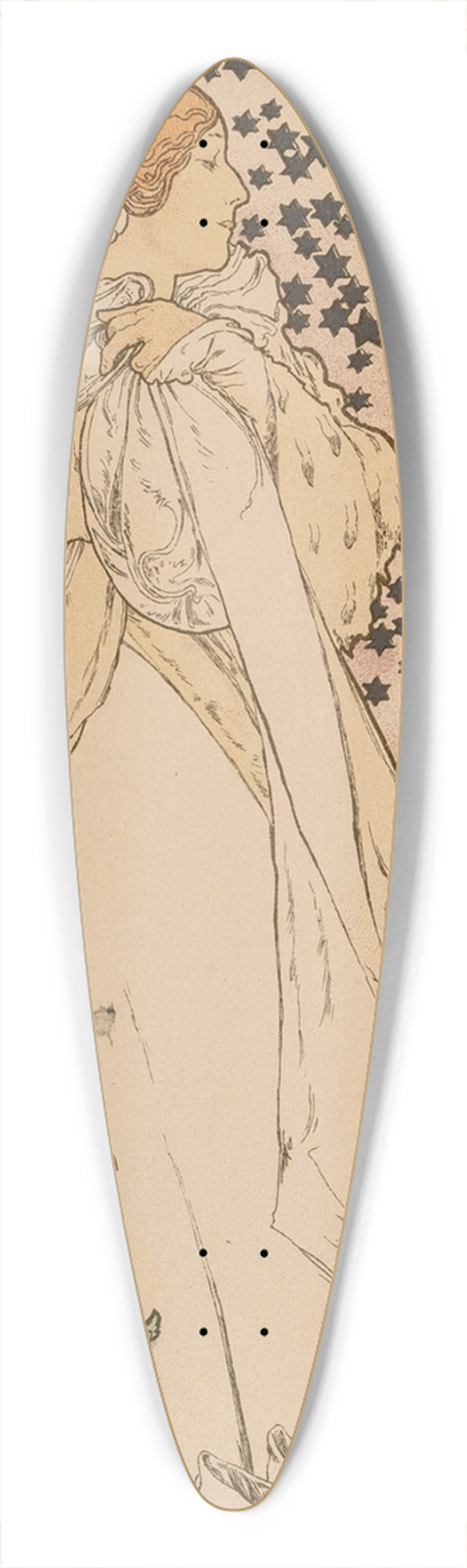 Alphonse Mucha - La Dame aux Camelias (from Les Matres de lAffiche) 39.3 inch art pintail longboard deck
