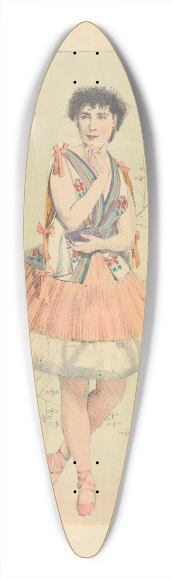 Alphonse Mucha - Le rve 39.3 inch art pintail longboard deck