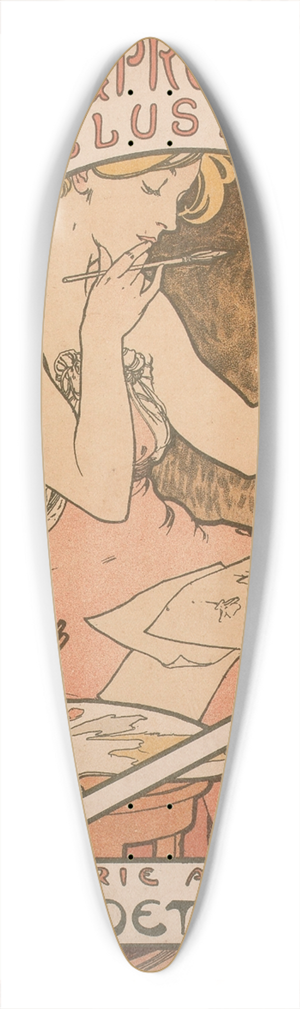 Alphonse Mucha - Les Menus and Programmes Illustres 39.3 inch art pintail longboard deck