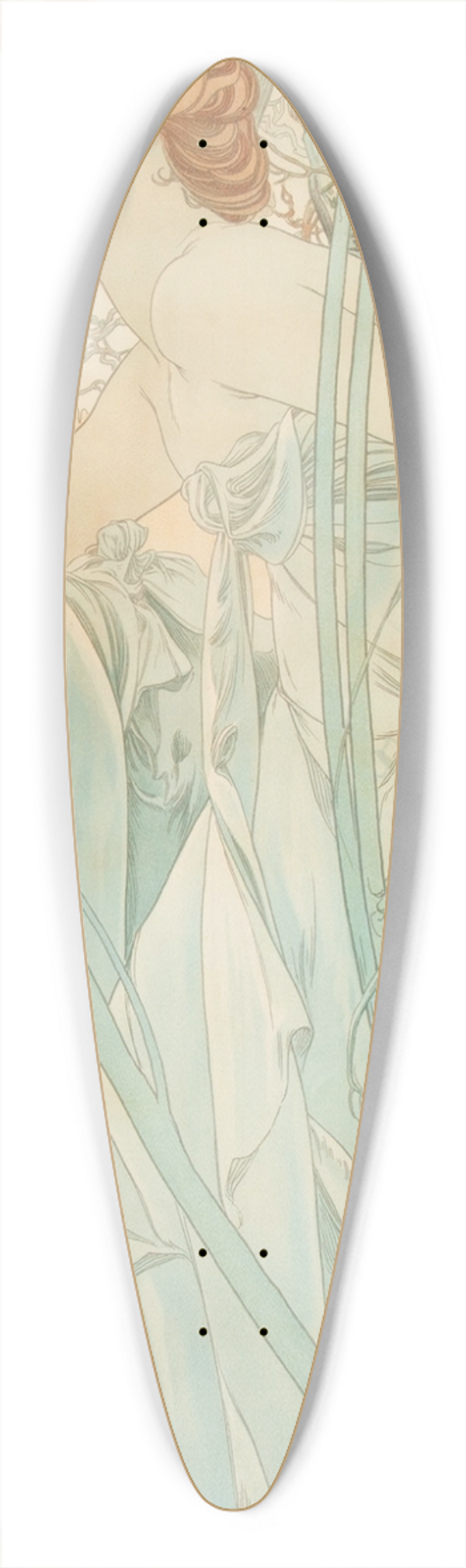 Alphonse Mucha - Reverie du soir, from Times of Day 39.3 inch art pintail longboard deck