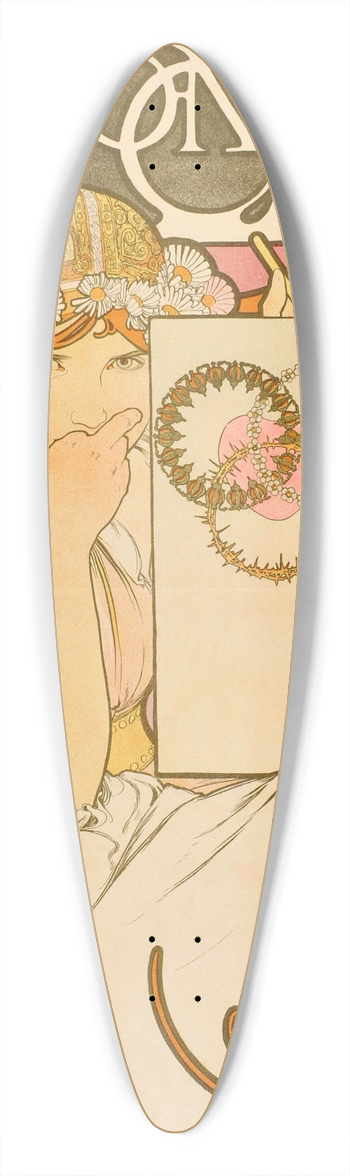 Alphonse Mucha - Salon des Cent  June 39.3 inch art pintail longboard deck