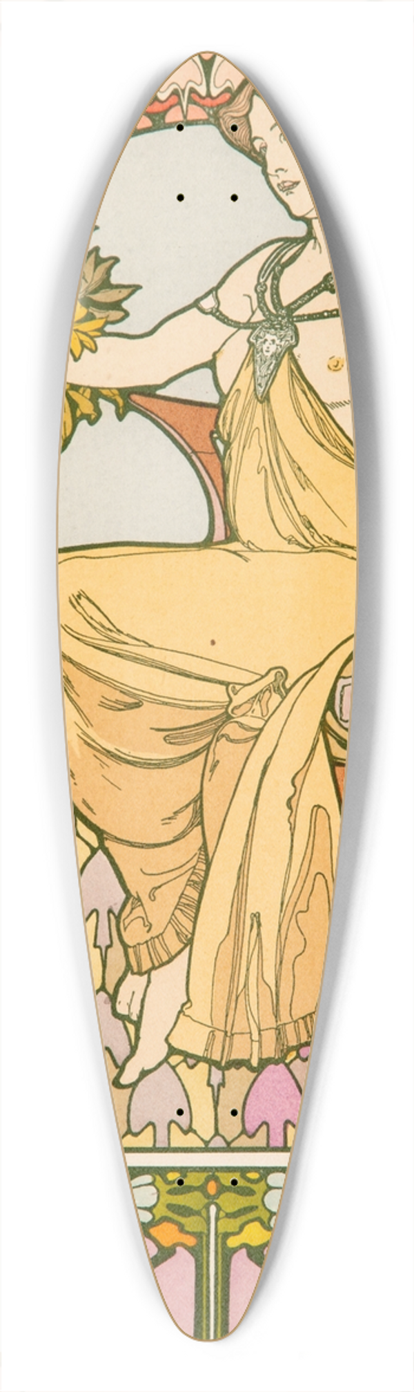 Alphonse Mucha - Seated Woman, plate no. 48 from Documents Dcoratifs 39.3 inch art pintail longboard deck