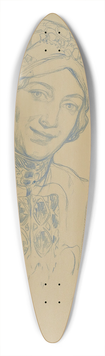 Alphonse Mucha - Young woman with folk headdress 39.3 inch art pintail longboard deck