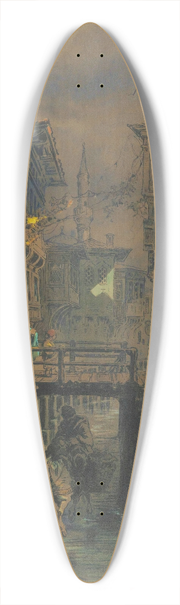Amadeo Preziosi - A Street in Old Istanbul 39.3 inch art pintail longboard deck