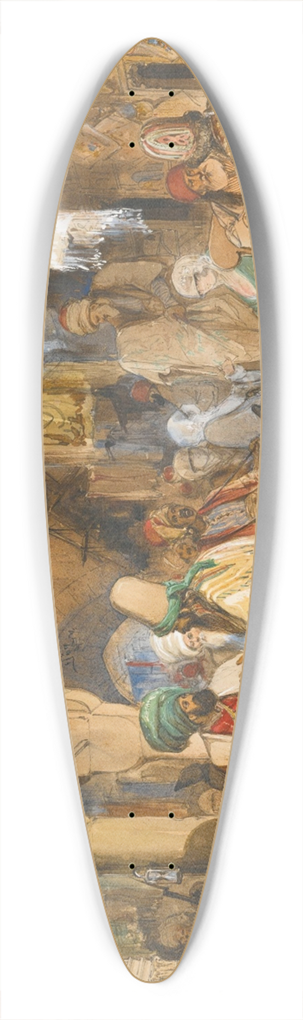 Amadeo Preziosi - The Grand Bazaar, Constantinople 39.3 inch art pintail longboard deck