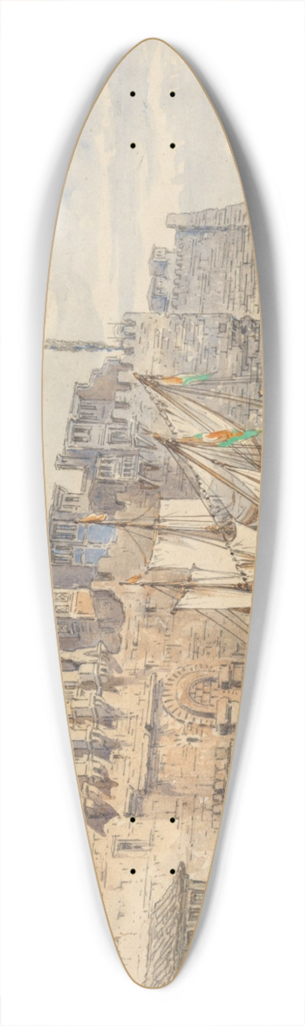 Amadeo Preziosi - The Palace of Boukoleon on the shore of the Sea of Marmara 39.3 inch art pintail longboard deck