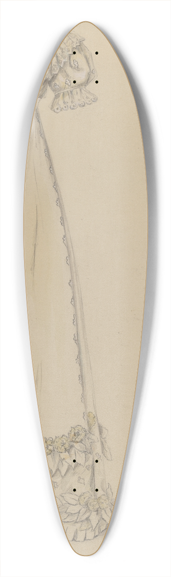 American 20th Century - Dress 39.3 inch art pintail longboard deck