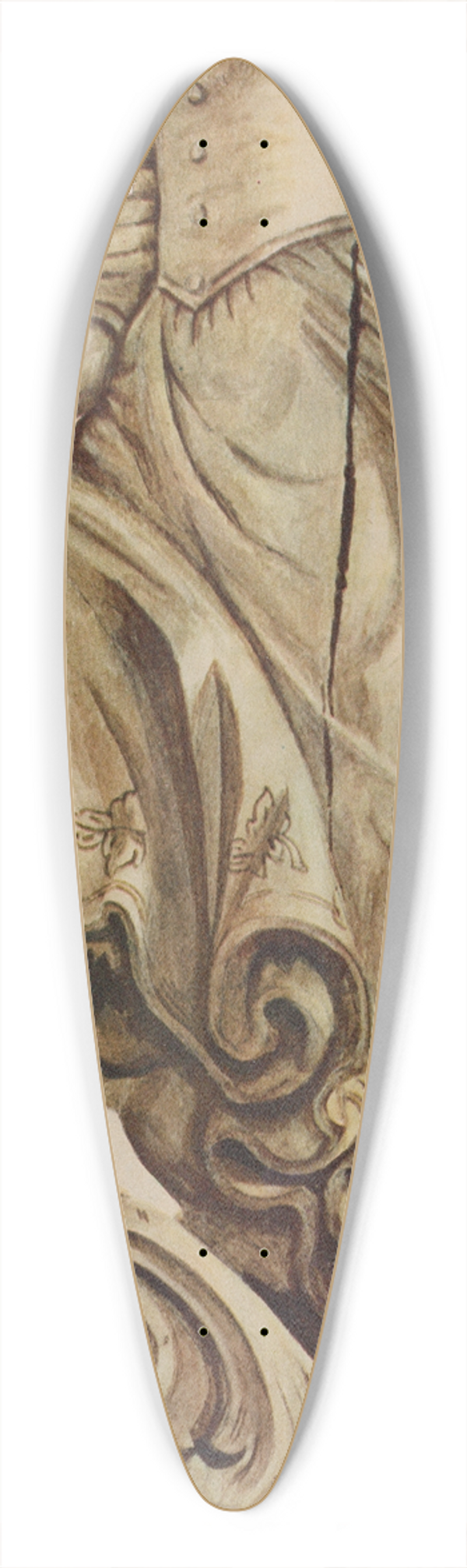 American 20th Century - Figurehead 39.3 inch art pintail longboard deck