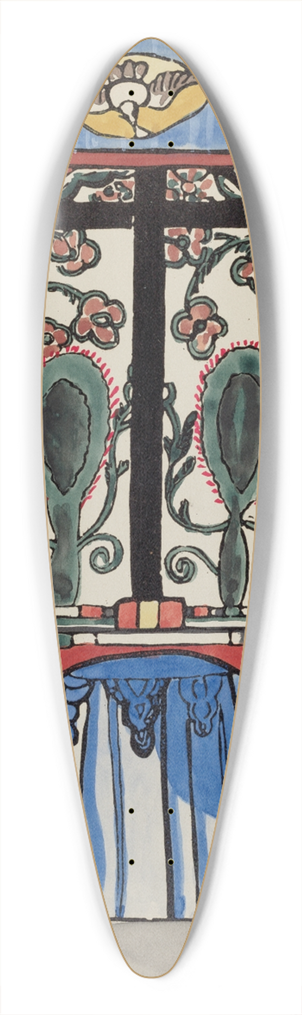 American 20th Century - Plate 5  Main Altarpiece, Santa Cruz  From Portfolio Spanish Colonial Designs of New Mexico 39.3 inch art pintail longboard deck