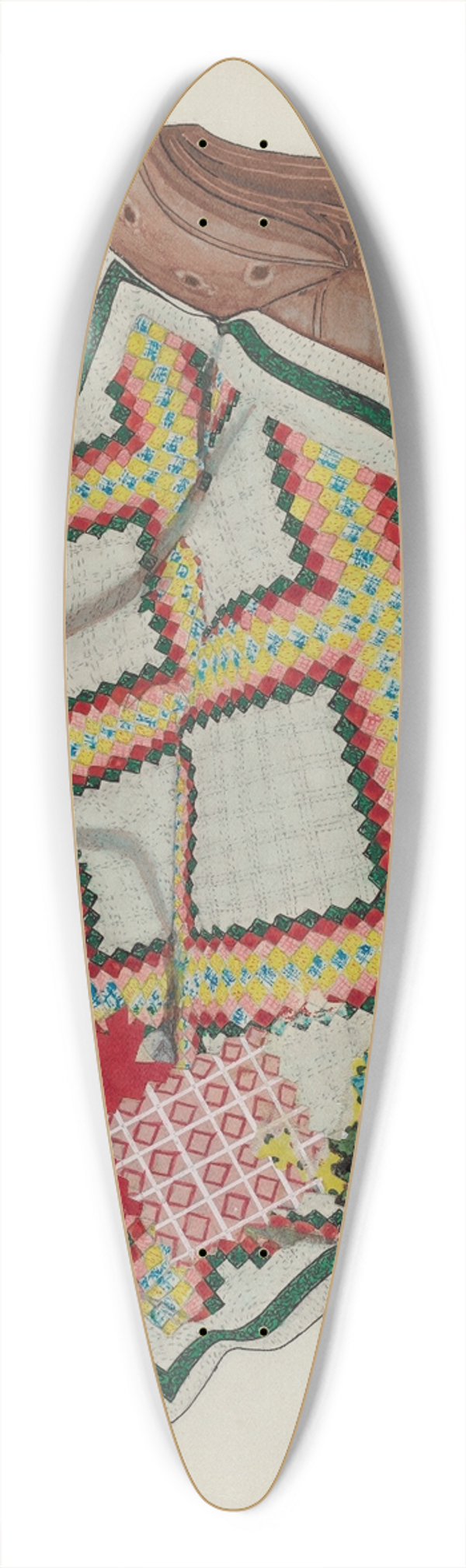 American 20th Century - Quilts  Pieced 39.3 inch art pintail longboard deck