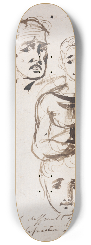 Benjamin Robert Haydon - Study of Facial Expressions 8.25 inch art skate deck