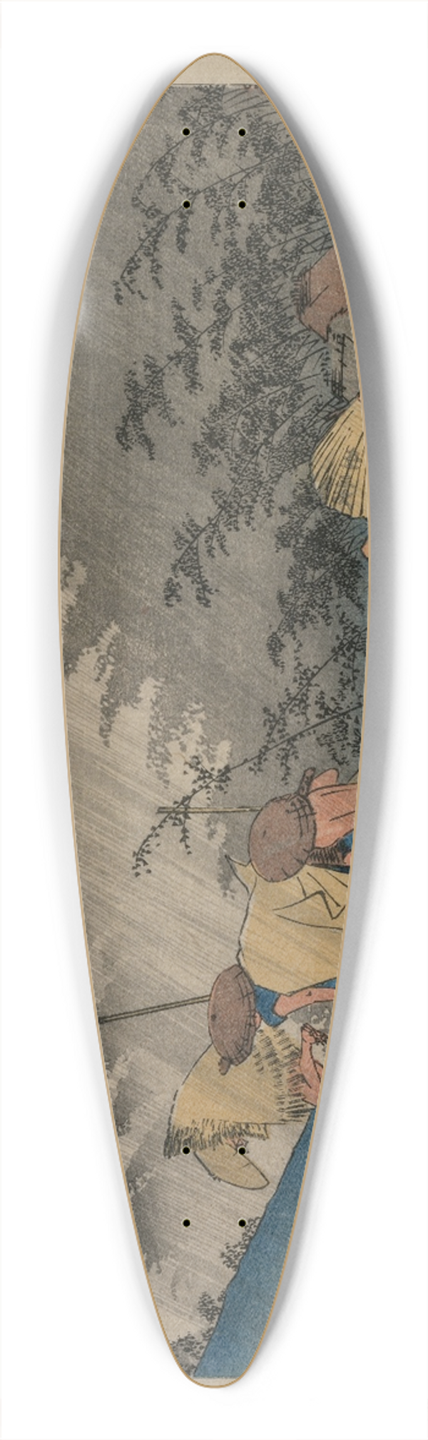 And Hiroshige - Driving Rain at Shono (Station 46) from the series Fifty-Three Stations of the Tokaido 39.3 inch art pintail longboard deck