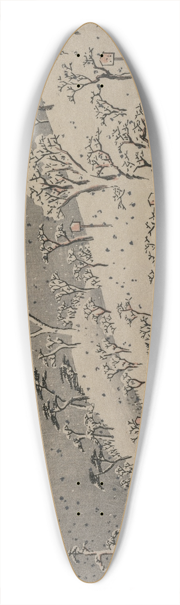 And Hiroshige - Evening Snow at Asuka Hill, from the series Eight Views of the Environs of Edo 39.3 inch art pintail longboard deck