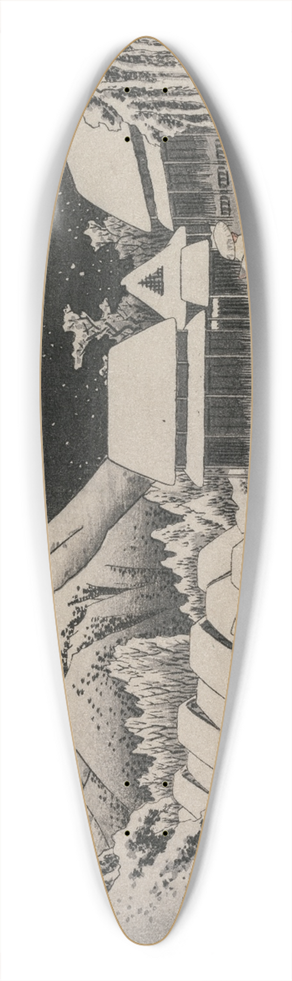 And Hiroshige - Evening Snow at Kambara (number sixteen of the series Fifty-three Stations of the Tokaido) 39.3 inch art pintail longboard deck