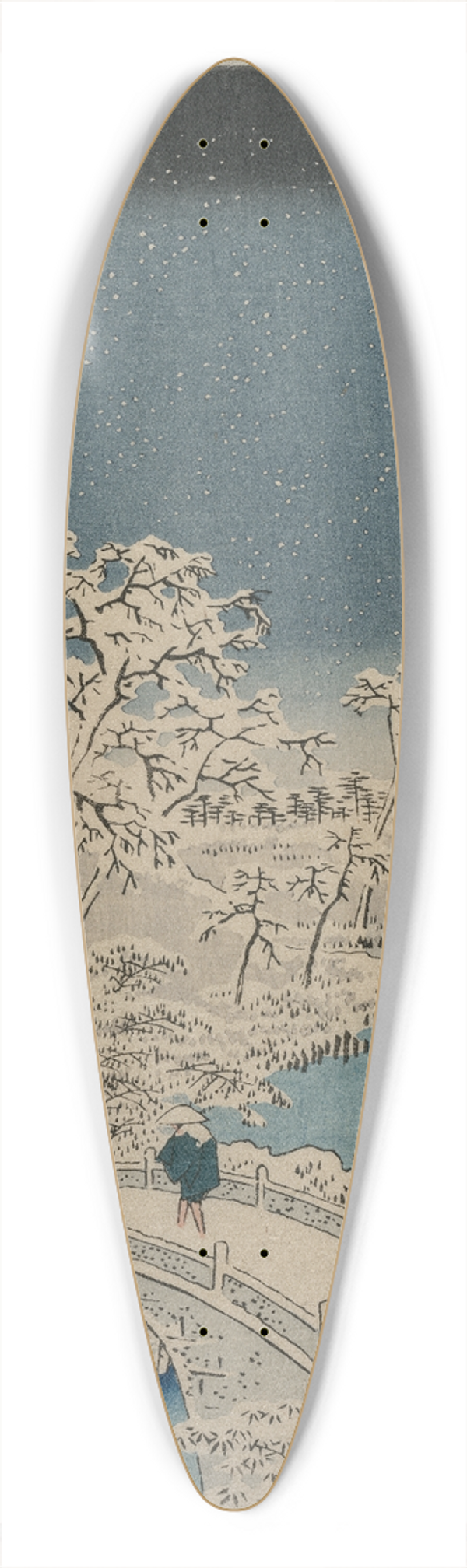 And Hiroshige - Picture of Twilight at the Drum Bridge in Meguro, from the series 100 Views of Famous Places in Edo 39.3 inch art pintail longboard deck