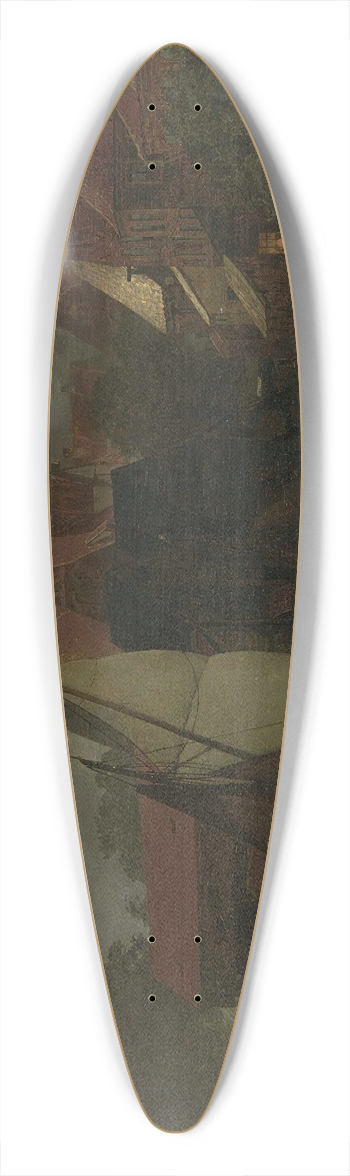 Andreas Achenbach - Boats On A Canal, Moonlight 39.3 inch art pintail longboard deck