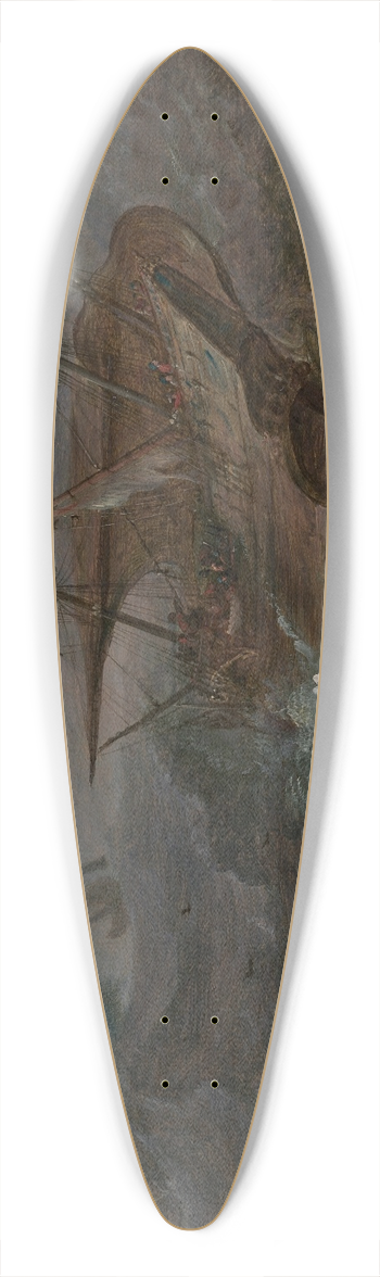 Andries van Eertvelt - A Dutch merchant in rough seas off a headland 39.3 inch art pintail longboard deck