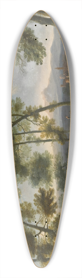 Angeluccio - Italianate landscape with huntersshooting ducks 39.3 inch art pintail longboard deck