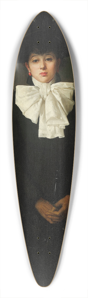 Anna Biliska-Bohdanowicz - Portrait of a young woman with a rose in her hand 39.3 inch art pintail longboard deck