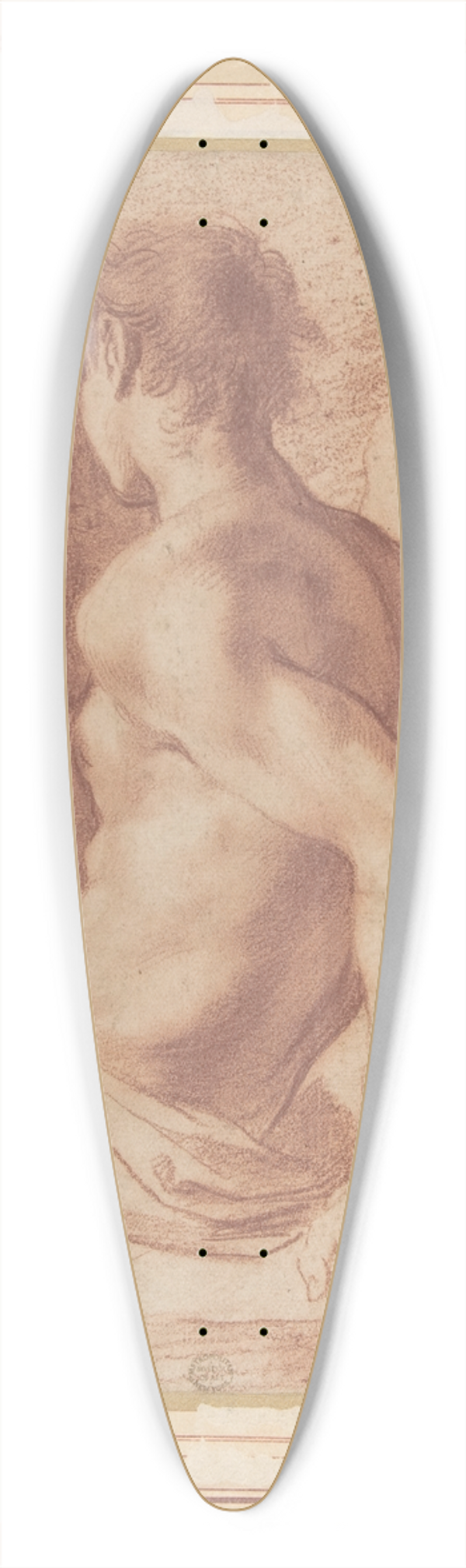 Annibale Carracci - Back View of a Seated Nude Youth Facing Left 39.3 inch art pintail longboard deck