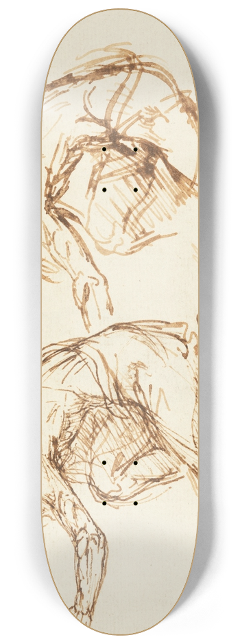 Benjamin West - Two Kneeling Figures 8.25 inch art skate deck