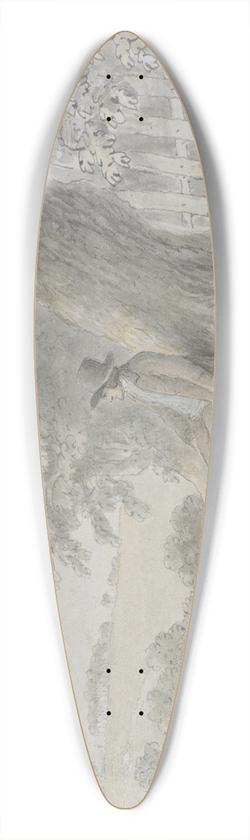 Anthony Devis - Landscape with seated man 39.3 inch art pintail longboard deck
