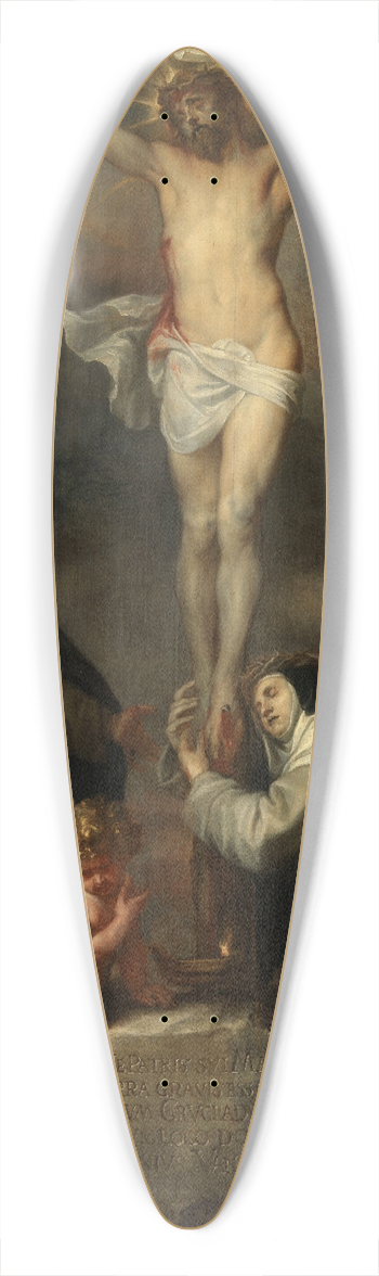 Anthony van Dyck - Christ on the Cross with Saint Catherine of Siena, Saint Dominic and an Angel 39.3 inch art pintail longboard deck