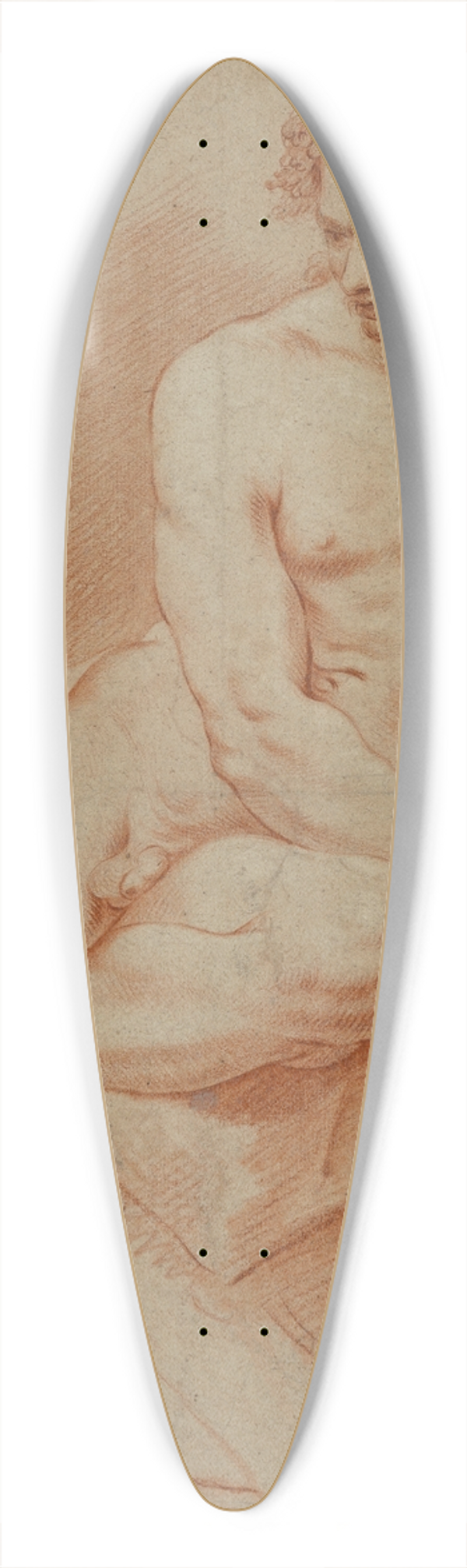 Antoine Gaspard Truchet - Male nude 39.3 inch art pintail longboard deck