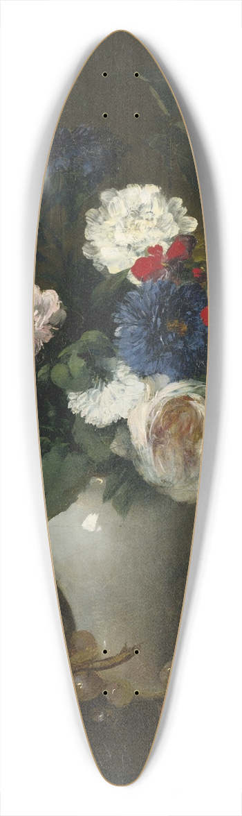 Antoine Vollon - Assorted Flowers in a Vase with Grapes and a Peach on a Table 39.3 inch art pintail longboard deck