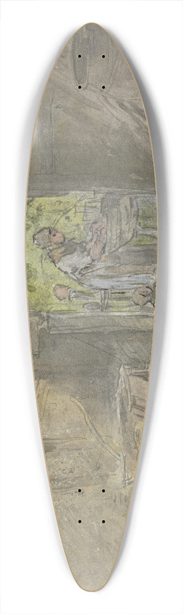 Anton Burger - Bauernsscheune, vor der geffneten Tr am Waschtrog eine Frau beschftigt 39.3 inch art pintail longboard deck
