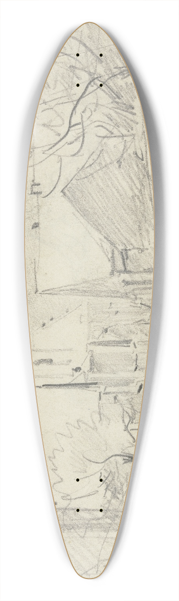 Anton Burger - Blick auf die Stadtkirche St. Johann in Kronberg 39.3 inch art pintail longboard deck