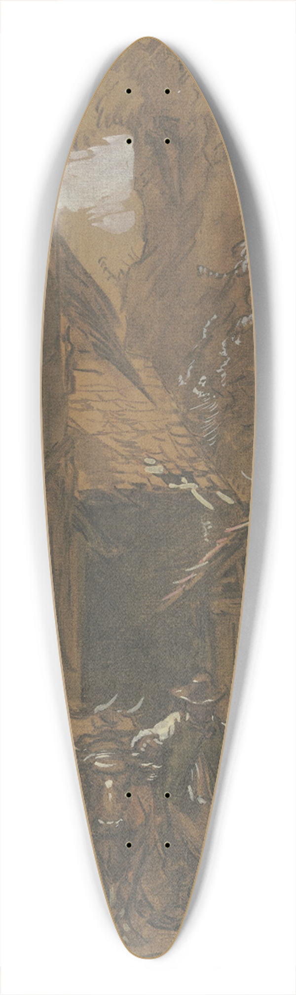 Anton Burger - Farmstead next to rocks 39.3 inch art pintail longboard deck