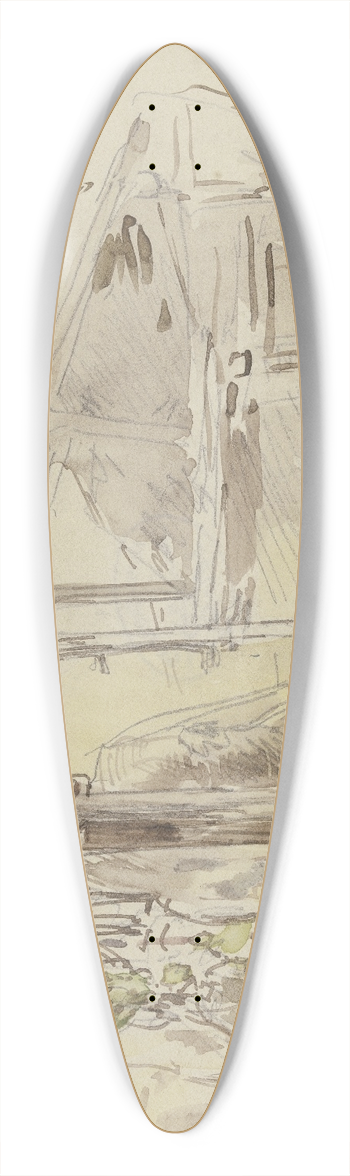 Anton Burger - Hausecke mit Weinranke und vier Stufen 39.3 inch art pintail longboard deck