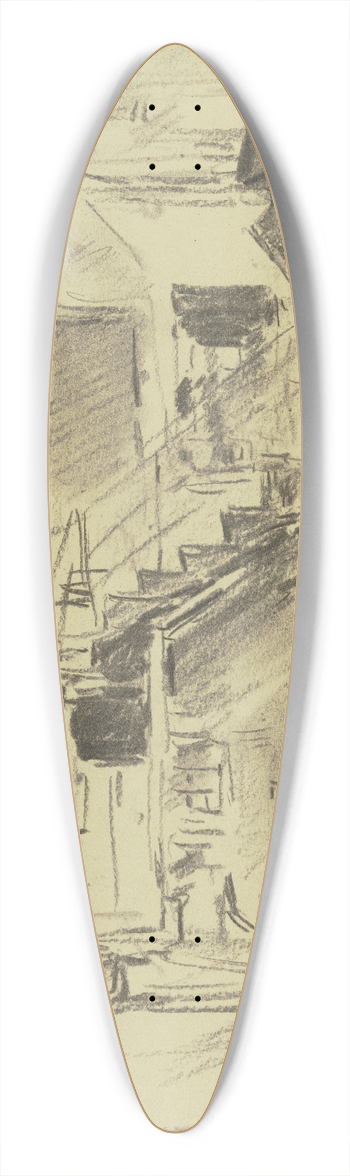 Anton Burger - Small farmstead with steep stairs 39.3 inch art pintail longboard deck