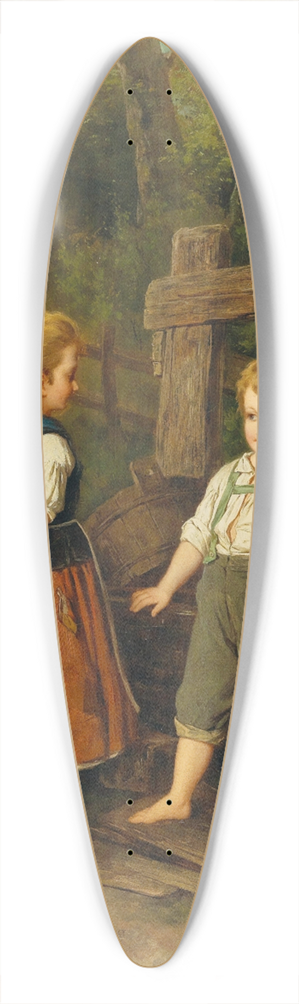 Anton Ebert - Children at the Well 39.3 inch art pintail longboard deck