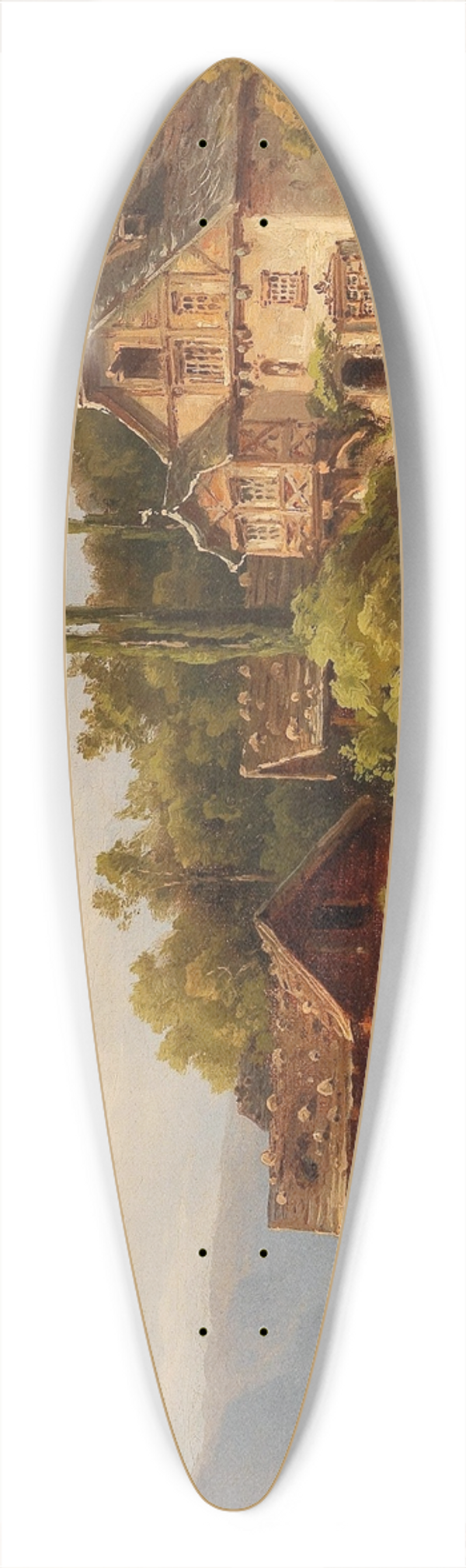 Anton Hugo Ullik - Washerwomen On The Lake Shore 39.3 inch art pintail longboard deck