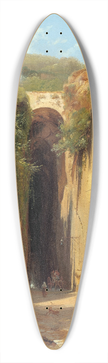 Antonie Sminck Pitloo - The Grotto of Posillipo at Naples 39.3 inch art pintail longboard deck