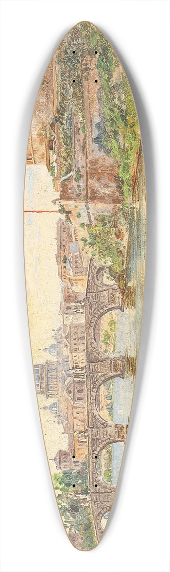 Antonietta Brandeis - A View of Rome with Castel SantAngelo, Ponte SantAngelo and St Peters Basilica in the Background 39.3 inch art pintail longboard deck