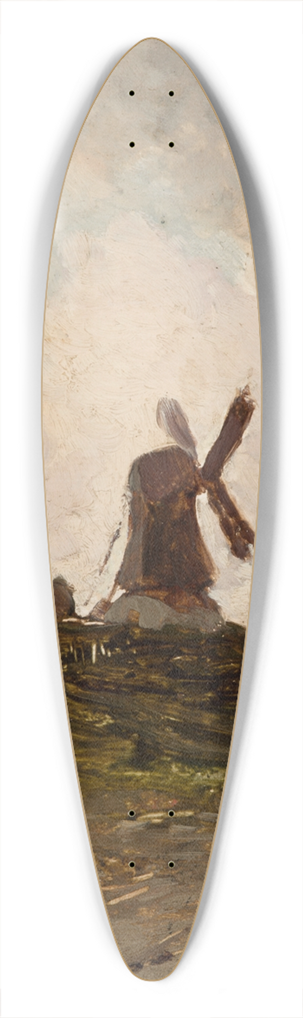 Antoni Kozakiewicz - Landscape with a Windmill 39.3 inch art pintail longboard deck